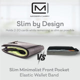 Modern Carry Quick Draw Minimalist Wallet for Men & Women, Elastic Band Minimal Credit Card Holder with Leather Tab, Business Card Holder, Money Clip Alternative (Black) (Black)