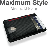 Modern Carry Slim Wallet - Minimalist Credit Card Holder for Men and Women, Small Front Pocket Wallet with RFID Protection, Vegan Leather Thin Business Card Wallet - Black Carbon