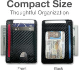 Modern Carry Slim Wallet - Minimalist Credit Card Holder for Men and Women, Small Front Pocket Wallet with RFID Protection, Vegan Leather Thin Business Card Wallet - Black Carbon