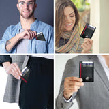 Modern Carry Slim Wallet - Minimalist Credit Card Holder for Men and Women, Small Front Pocket Wallet with RFID Protection, Vegan Leather Thin Business Card Wallet - Black Carbon