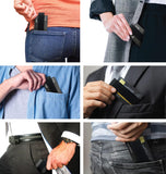 Modern Carry Quick Draw Minimalist Wallet for Men & Women, Elastic Band Minimal Credit Card Holder with Leather Tab, Business Card Holder, Money Clip Alternative (Black) (Black)